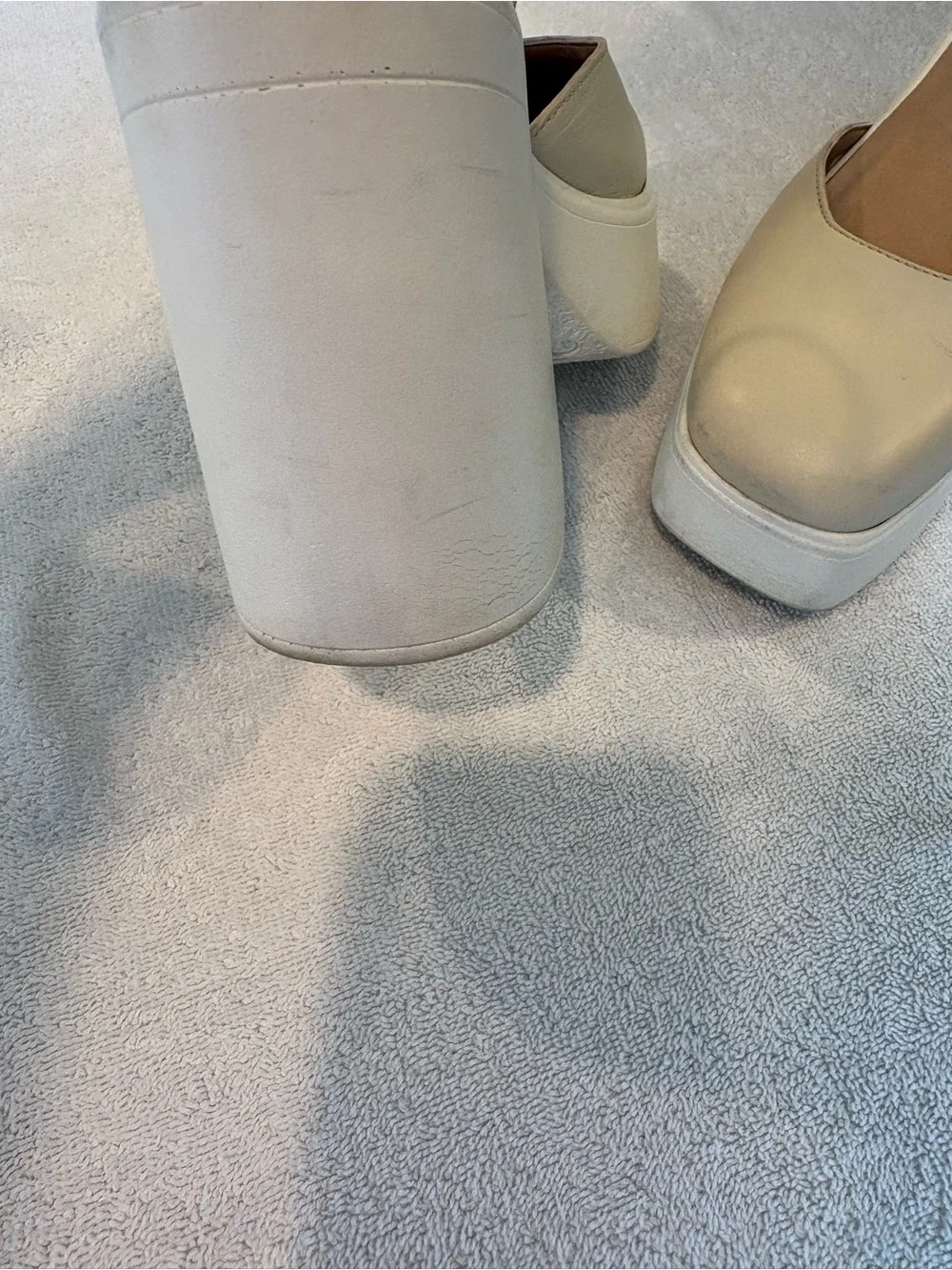 Free People Gwen Leather Mary Jane Platform Heels Moonlight White Sz 7